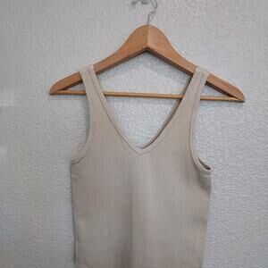 Gypsy + Jade Tan Ribbed Bodysuit Size S/M